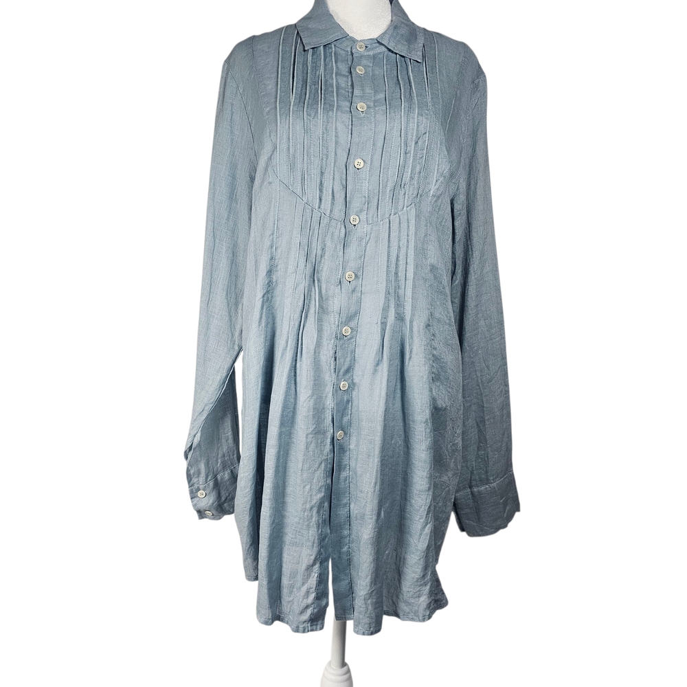 CP Shades 100% Linen, Lined Pin-tuck Shirt/Dress Size M - Picture 2 of 9